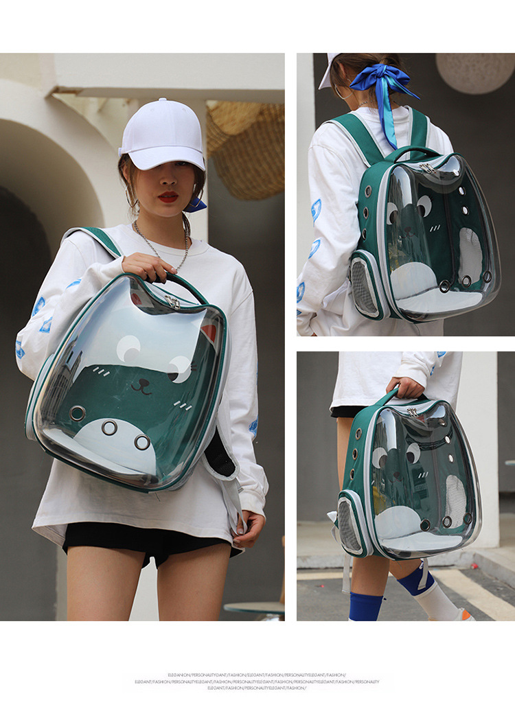 New transparent backpack, pet bag, cartoon portable space capsule, cat bag, dog breathable shopping backpack pic 23