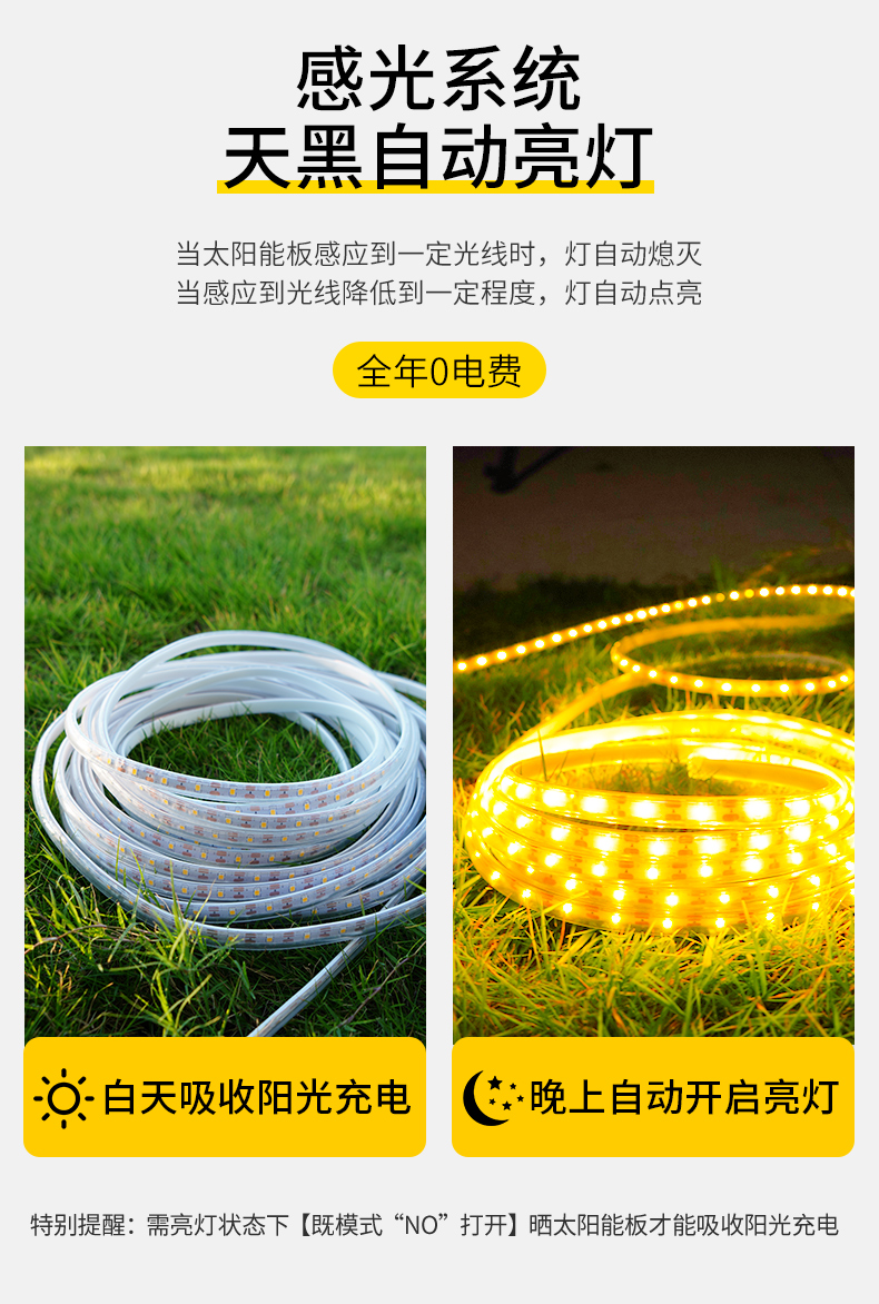 太阳能灯带自粘户外防水庭院阳台氛围室外彩超亮led线条灯串闪灯详情10