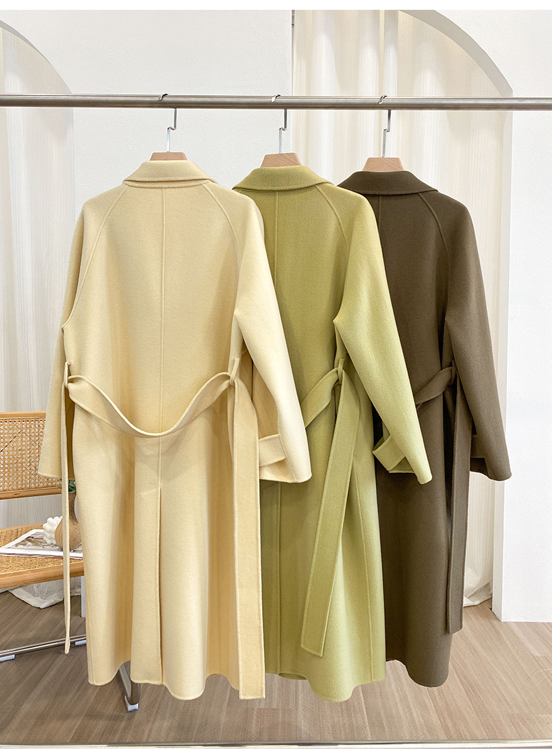 Q469 Dongdaemun Double-sided Cashmere Coat Korean version Autumn and Winter New Style Wool Tie suit collar woolen coat for women pic 51