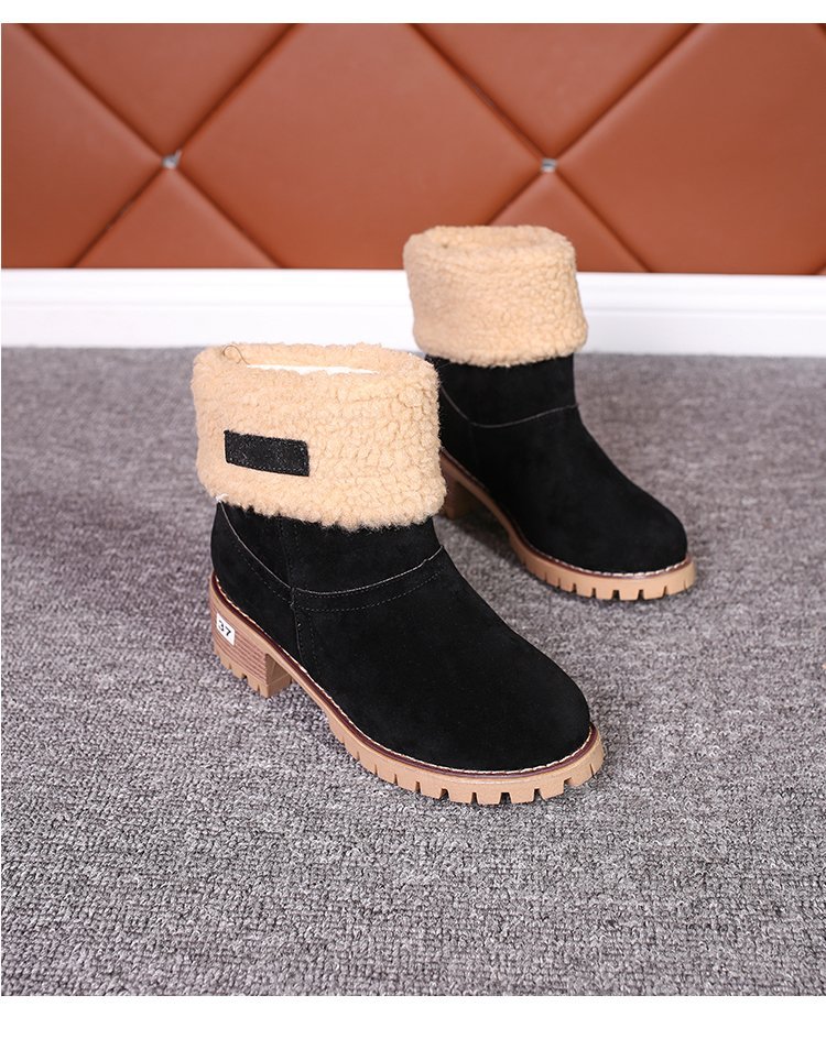 2024冬季新款绒面厚底粗跟中筒靴43码保暖棉鞋圆头大码外贸女靴子详情31