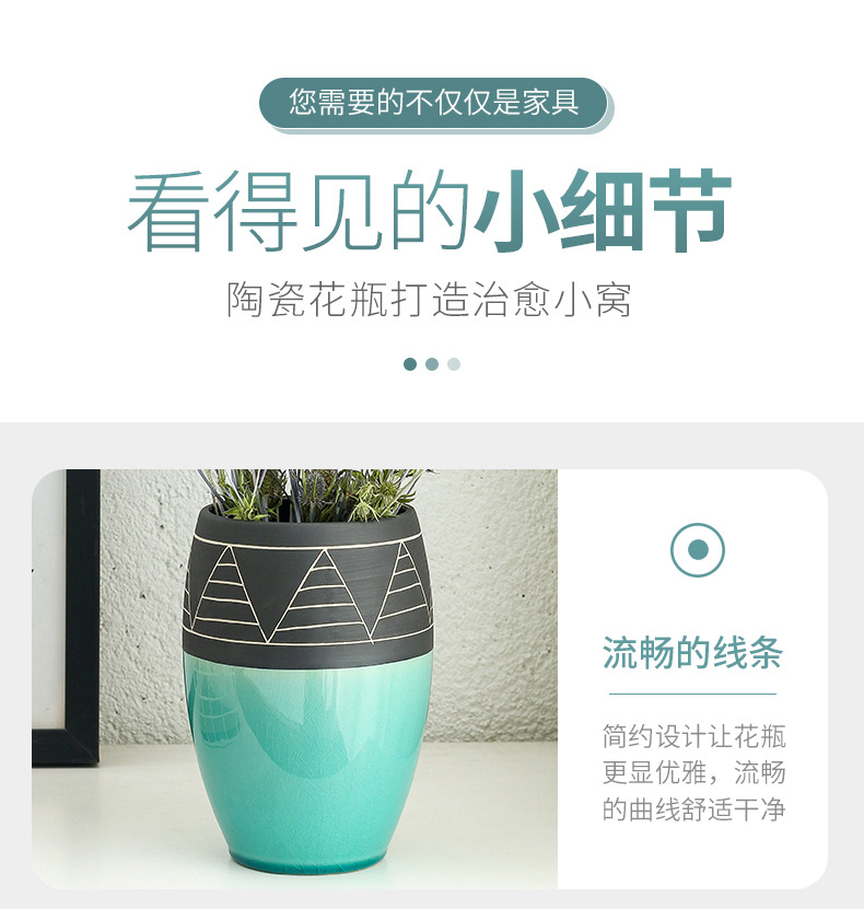 Chinagoods Ceramic Vase北欧陶瓷花瓶酒店家公寓居客厅陶瓷瓶水培花瓶样板间复古摆件详情13