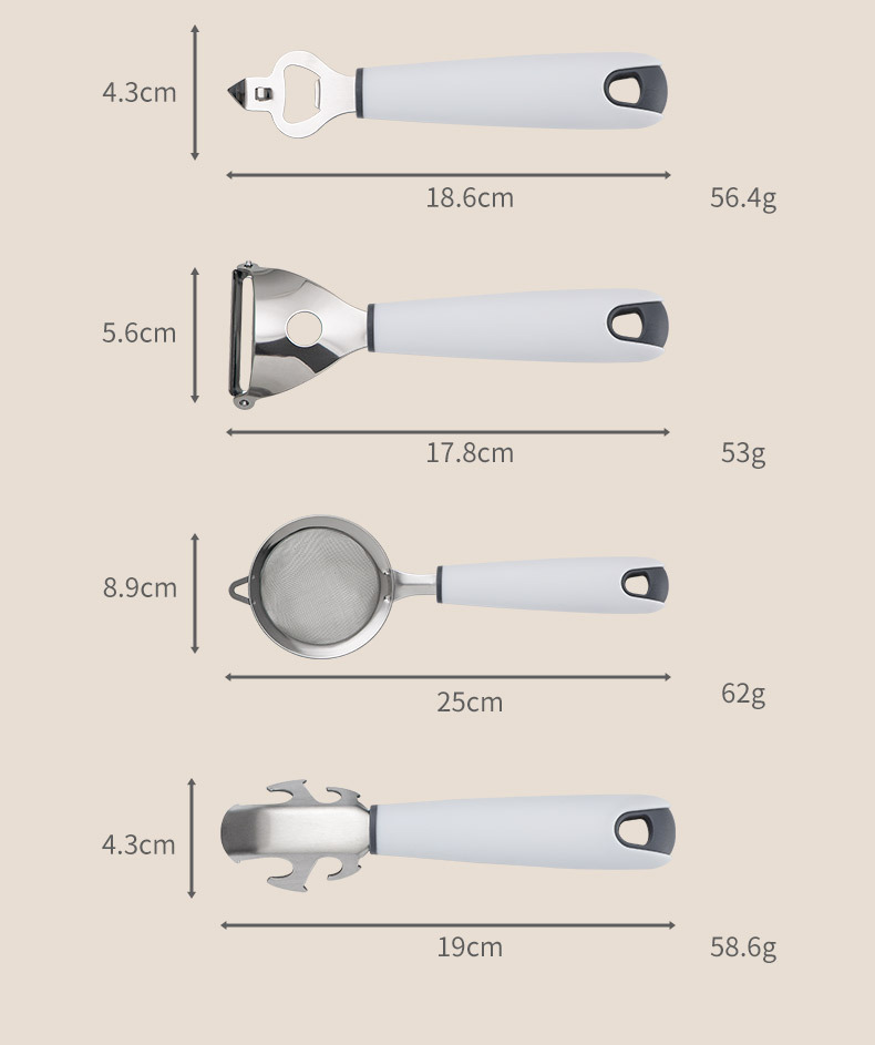 不锈钢厨房小工具剥蒜器取碗夹开瓶器开罐器打蛋器瓜刨厨具套装详情12