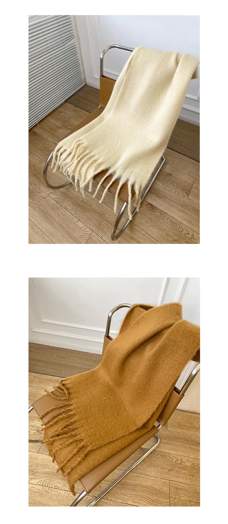 限时抢购价！马海毛绒围巾女14款经典色秋冬保暖柔软加厚围脖纯色详情17