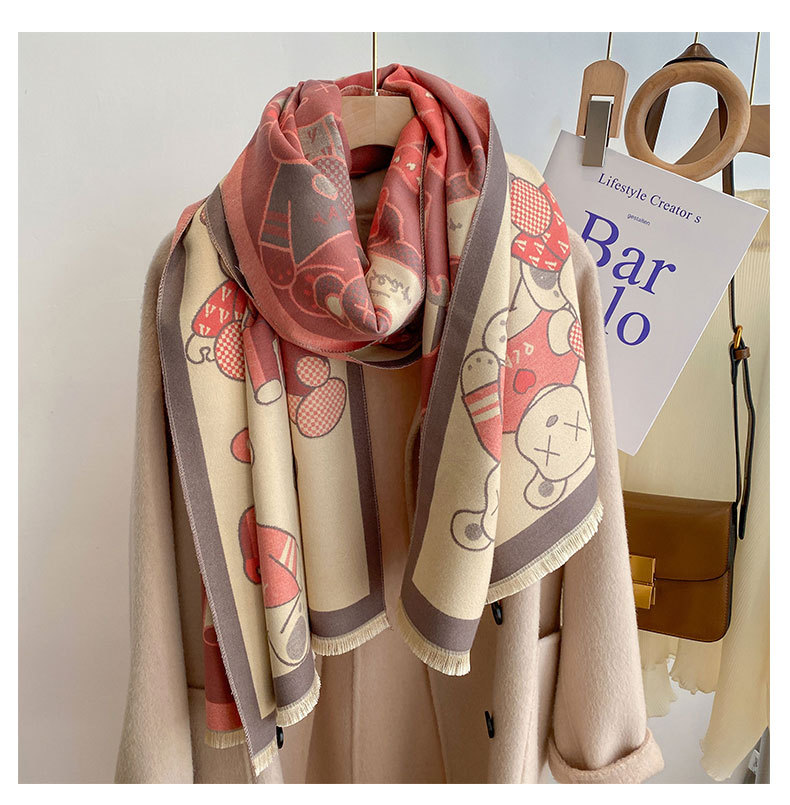 The 2022 autumn and winter new shawl bestseller, the trendy brand Bear faux cashmere scarf, is fashionable and versatile for women, sold directly by the manufacturer pic 10