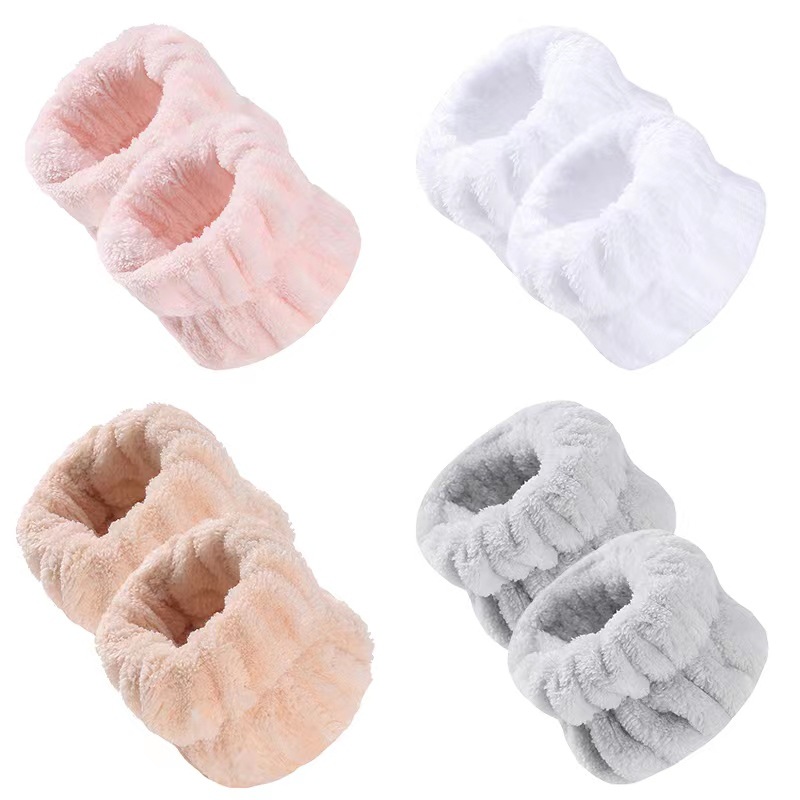 Bow face wash and hair band for girls wholesale solid color white matching makeup simple sweat-wiping wrist band flannel hair band pic 31