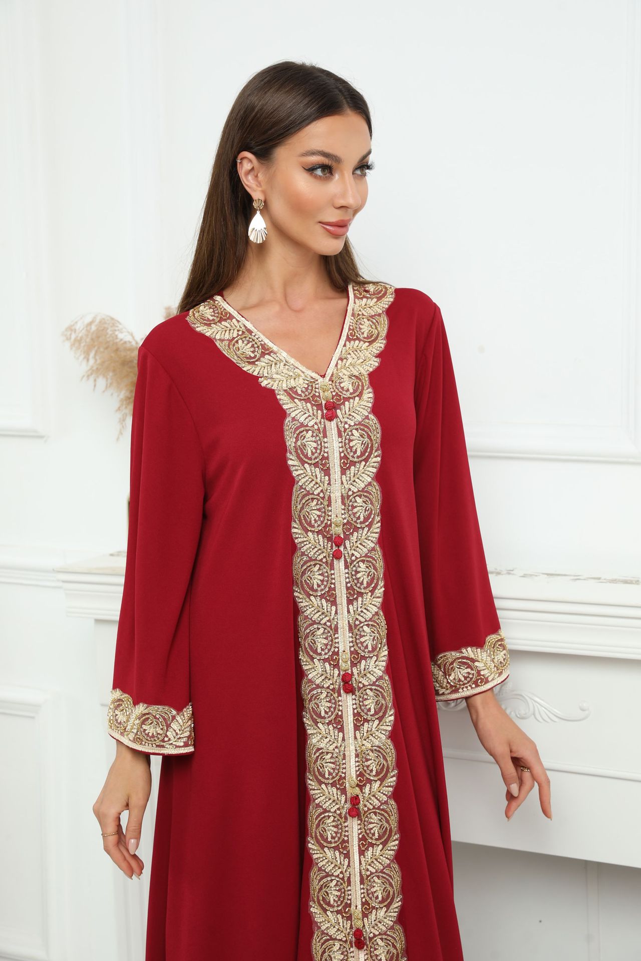 ZD001 abaya外贸电商中东跨境穆斯林女装长袍连衣裙详情6