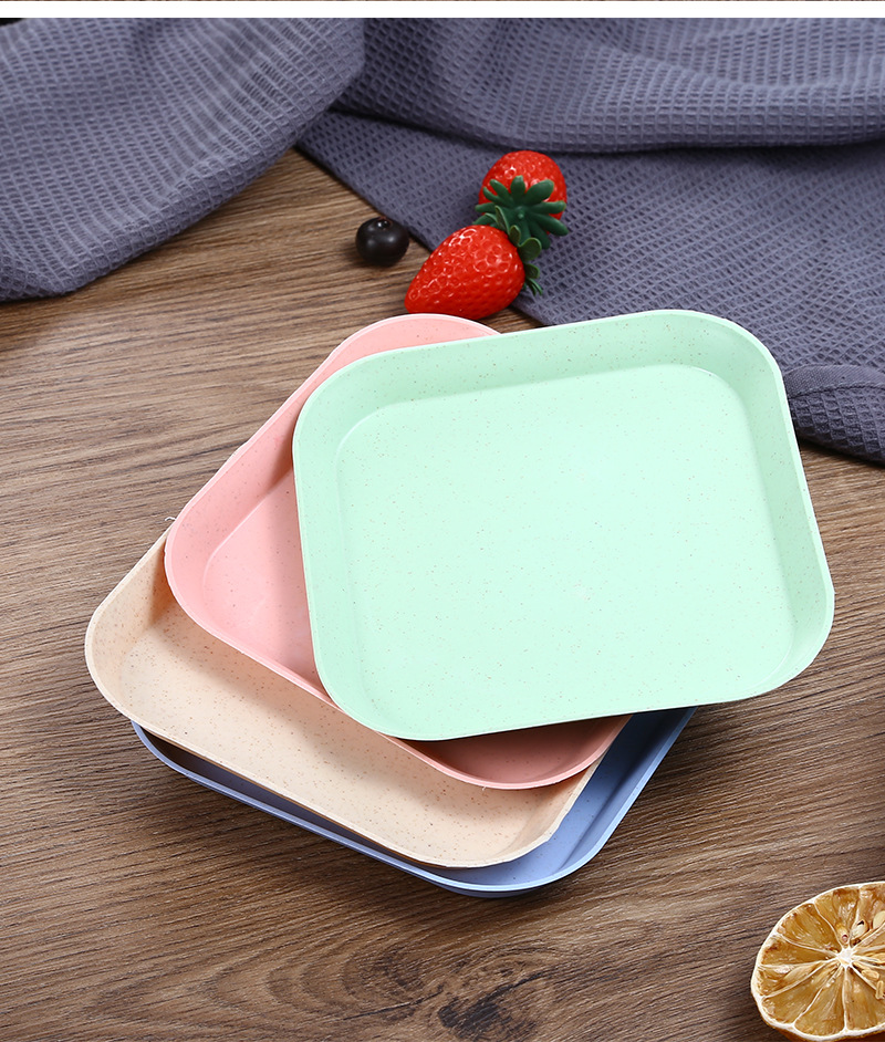 Wheat straw bone-spitting plate, bone-spitting plate, square dried fruit and fruit snack plate, seasoning plate, plate pic 13