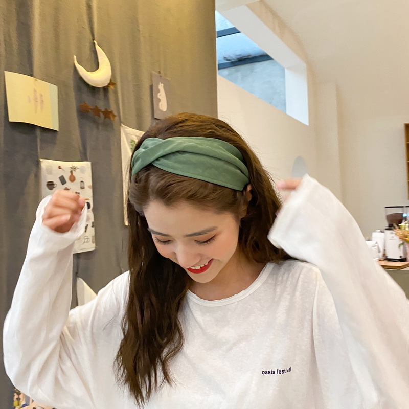 韩版网红头饰少女韩国简约甜美百搭宽边布艺交叉发箍头箍压发外出详情13