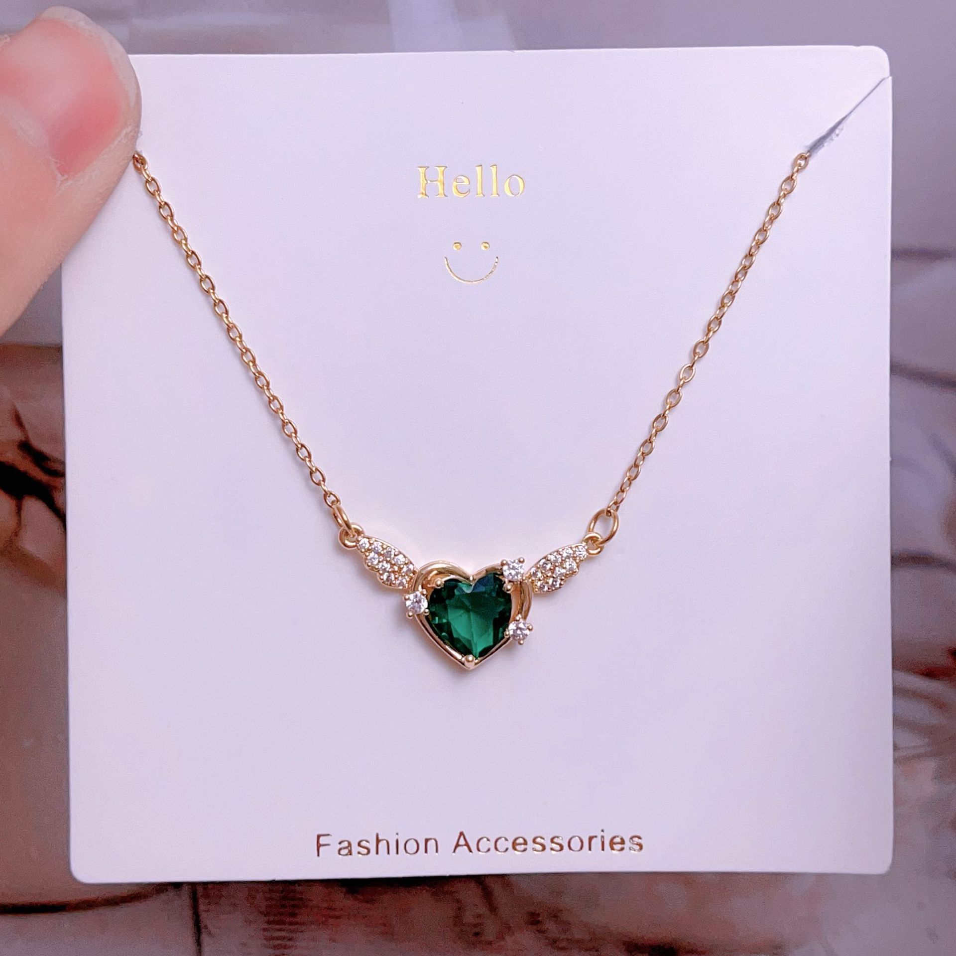 Titanium steel collarbone chain, non-fading wing heart original design, high-end light luxury necklace, direct sales from Yiwu factory pic 17