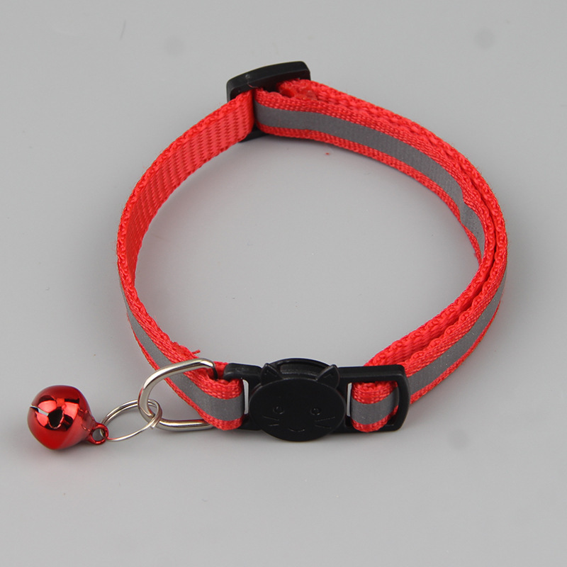 New pet supplies 1.0 black reflective cat head safety buckle collar de gato fuerte y duradero cat bell collar pic 9