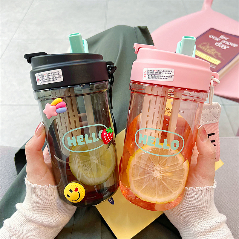 韩式高颜值学生水杯耐高温吸管咖啡杯花茶杯大容量便携塑料杯杯子详情11
