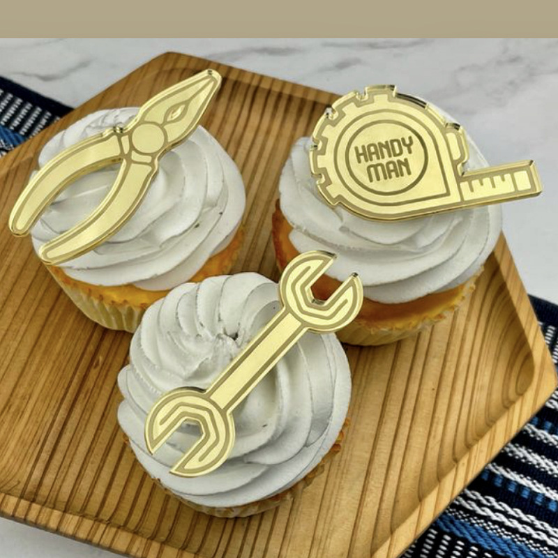 跨境ins风父亲节爸爸生日纸杯蛋糕装饰圆形打标亚克力蛋糕装饰详情4