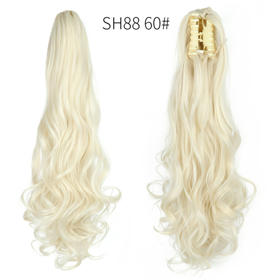 European and American style claw clip long curly hair, tiger mouth claw clip ponytail simulation wig, fluffy and natural ponytail pic 21