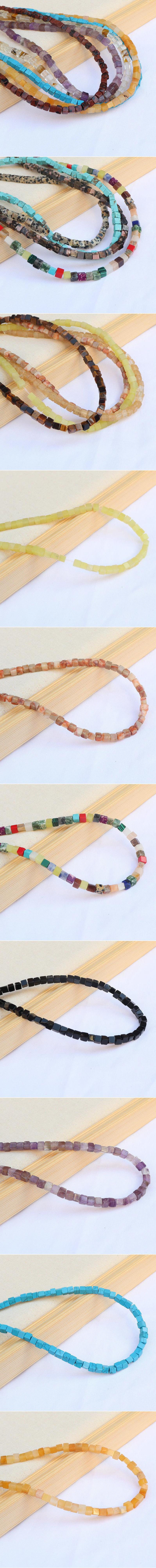 4*4mm天然水草玛瑙亚马逊绿松石正方形散珠半成品diy手串饰品配件详情2