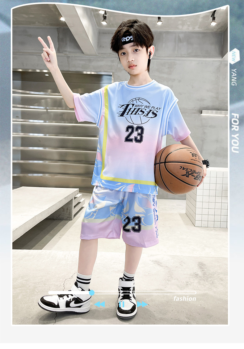男童夏装球服篮球服速干套装男孩夏季中大童2023新款儿童运动球衣详情2