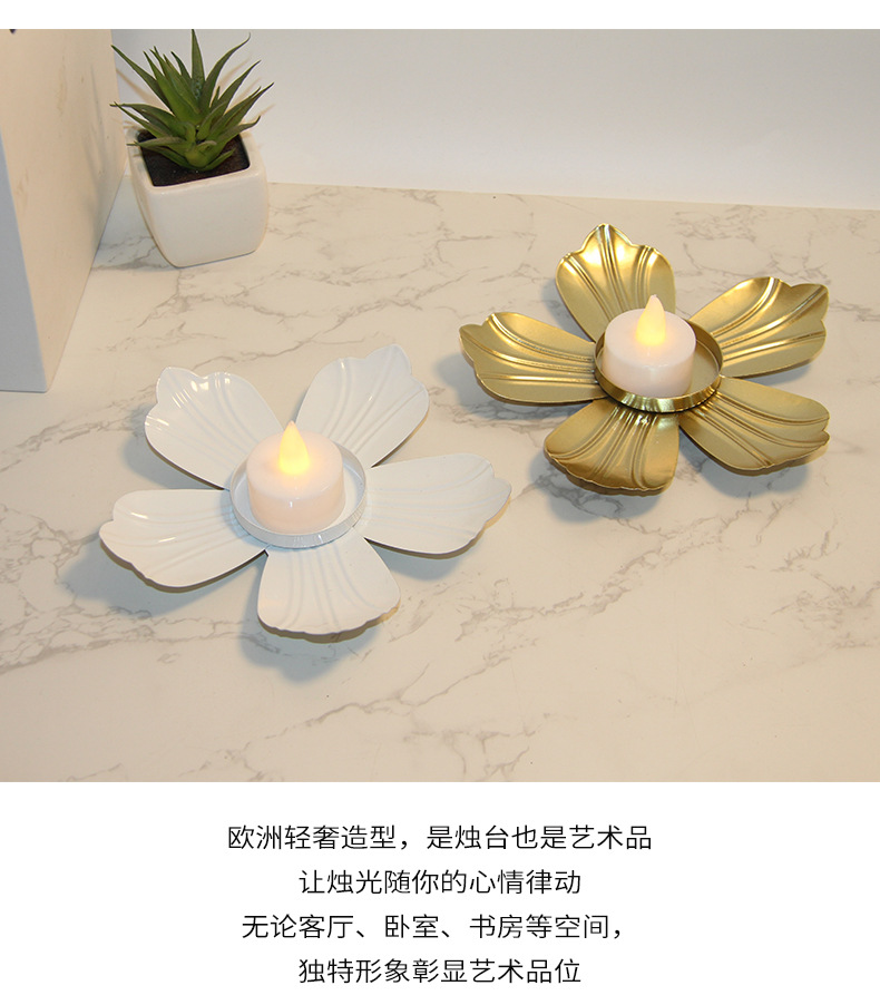 Modern and simple floral ironwork, golden candlestick ornaments, metal handicrafts, home decorations, wedding dining table atmosphere pic 12