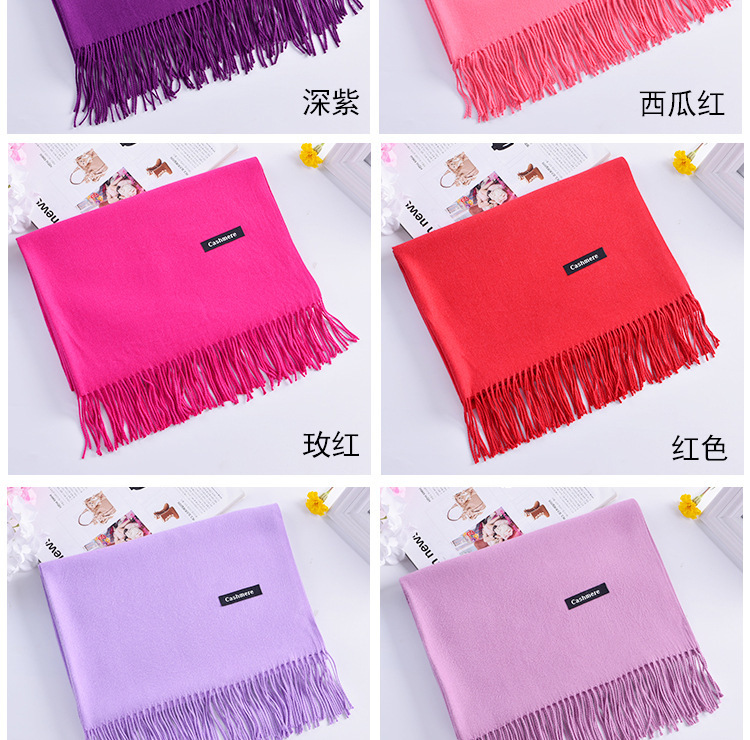 The new solid-color faux cashmere scarf for autumn and winter, with a big red LOGO and thickened warm shawl, is in stock and available for shipment pic 24