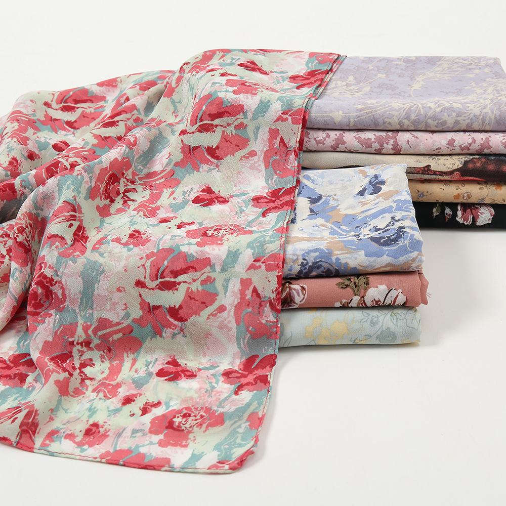 马来西亚新款包头长巾菱形雪纺镊子直角边防晒披肩穆斯林包头巾女详情8