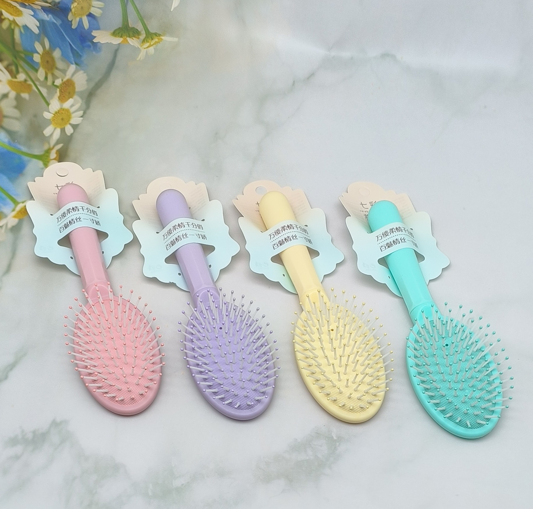 新款女生专用可爱卡通硅胶软头大方头气垫梳 蓬松造型气囊梳圆滚排骨梳 烧烤刷款式梳子详情38