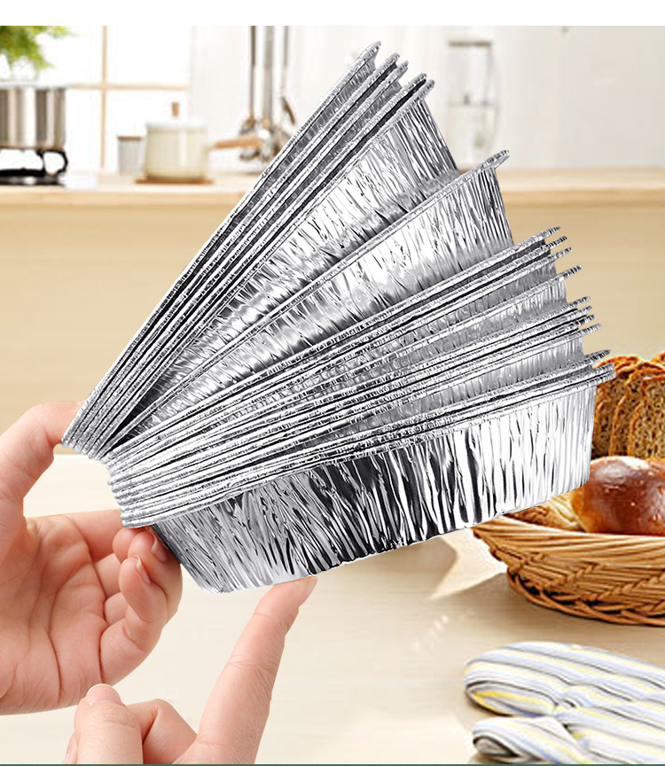 一次性家用空气炸锅锡纸盘圆形加厚烧烤锡纸盒耐高温烤箱铝箔餐盒详情12