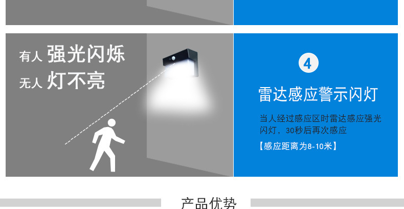 Cross-border solar landscape light, outdoor courtyard human body sensor light, led solar wall lamp N768 pic 7