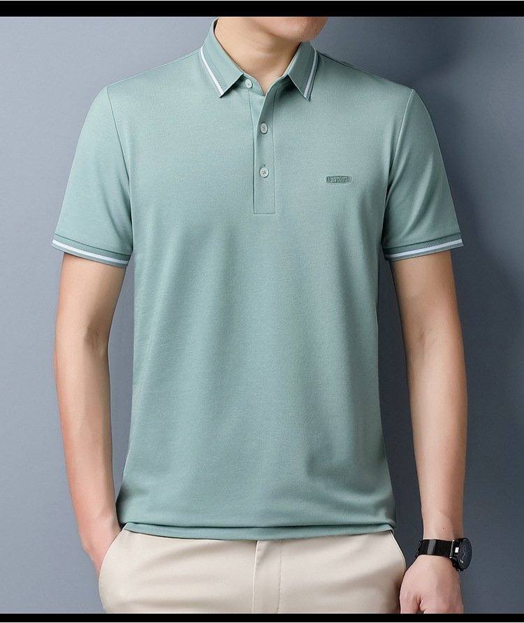 Lujo gran marca hombre morera seda manga corta polo verano 2024 nuevo medio y joven casual color sólido camiseta de gama alta pic 8