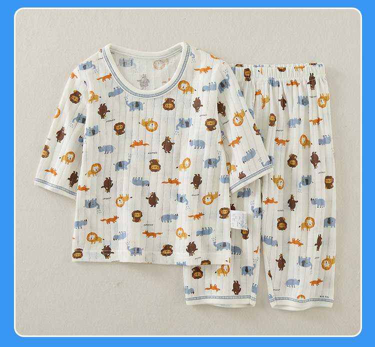夏季儿童纯棉套装小孩薄款休闲家居服小宝宝空调服男童七分裤套装详情29