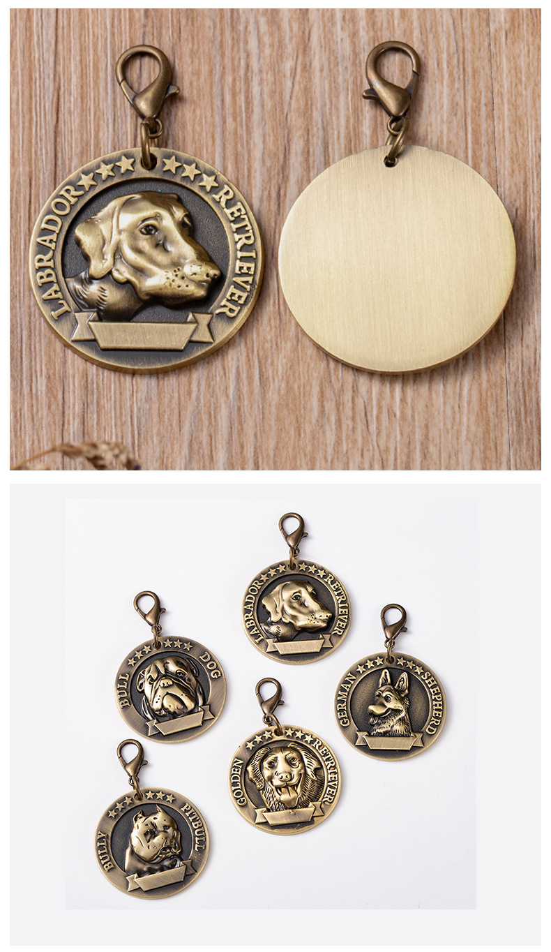 Fabricante en stock aleación de zinc etiqueta de identificación puede ser letterable pet dog anti-pérdida decoración colgante vintage zodiaco listado pic 12