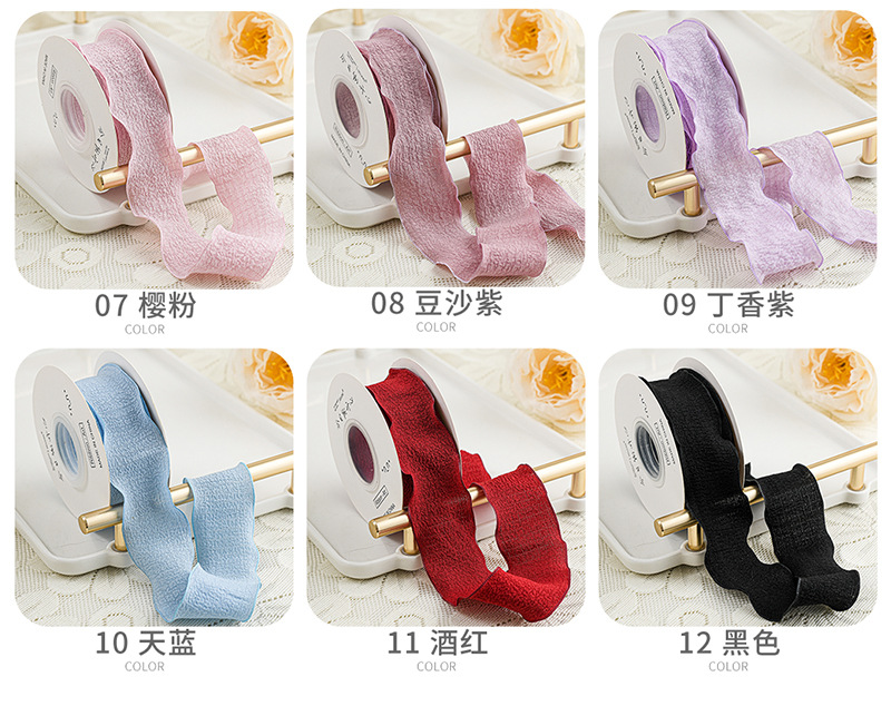 En stock 4cm hojas de loto encaje ondulado cinta plisada hilo de cola de pescado torta de cinta ramo de flores accesorios cinta de orejas pic 2
