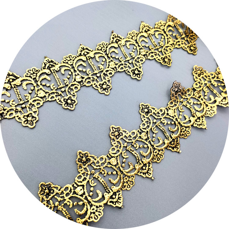 Factory direct sales of lace, gold water-soluble barcode, polyester gilding, handcrafted lace, exquisite clothing accessories pic 5