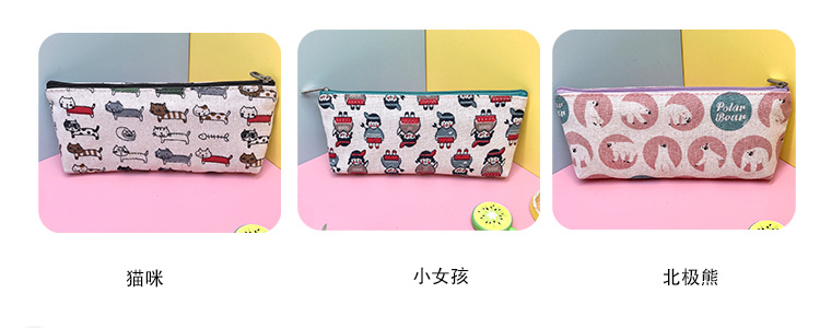 Korean-style simple cartoon animal pen case, creative pencil stationery bag, cute cotton and linen toys for children, gifts for primary school students pic 5