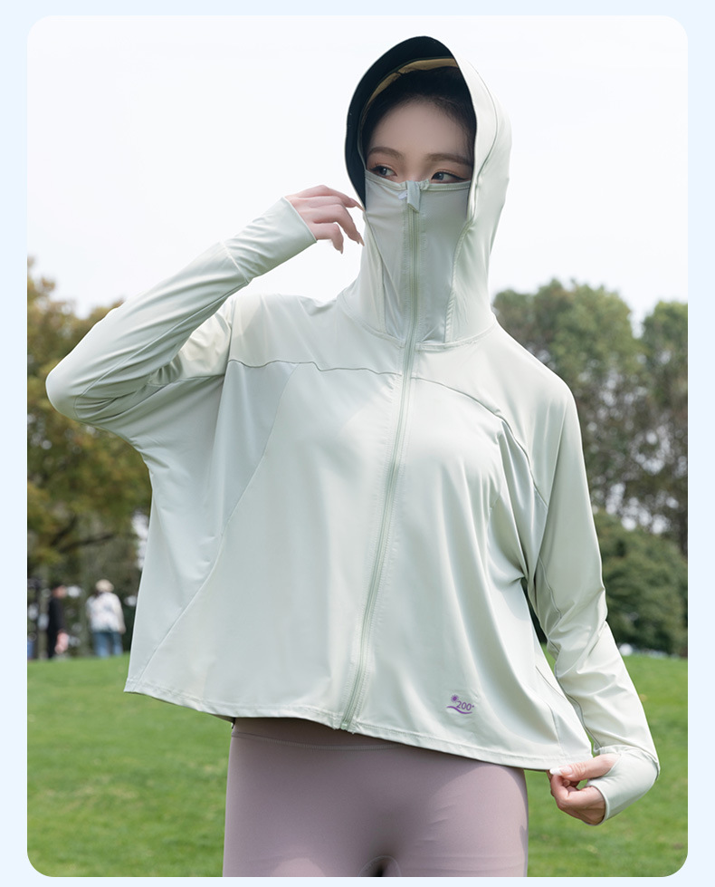 Women's sun-protective clothing with cape, ice silk breathable raw yarn upf50+ sun-protective clothing, summer UV protection quick-drying clothing pic 22
