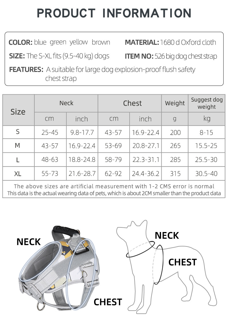 Pet chest and back strap explosion-proof camouflage print dog leash chest and back breathable and comfortable dog commuting pet chest and back pic 2