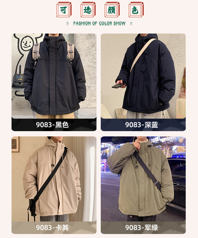 山系口袋连帽工装外套男女日系复古机能轻户外冲锋衣棉服夹克男详情4
