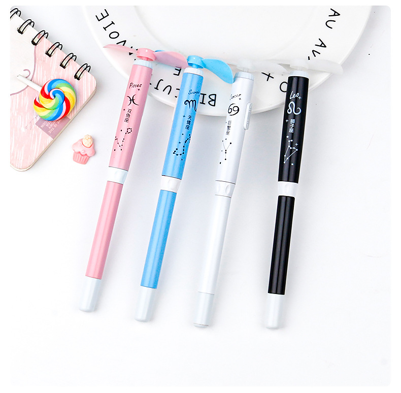 Creative shaped electric small fan constellation gel pen, black 0.5mm signature pen, student exam office pen pic 8