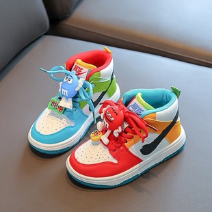 儿童AJ童鞋2022年秋冬款女童加绒高帮运动鞋二棉男童休闲板鞋潮牌详情5