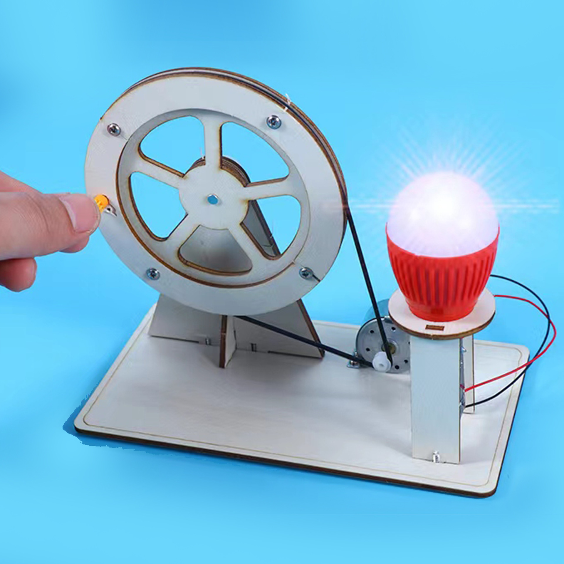 中小学生科学创客实验 木制手摇发电机STEM物理创意作品 科教电学详情24