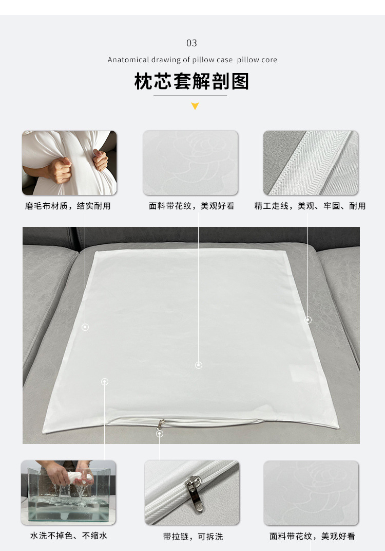 Pillow core cover, pillow inner liner cover, fabric lining, sofa cushion, pillow backrest, pillowcase without core, rectangular pic 10