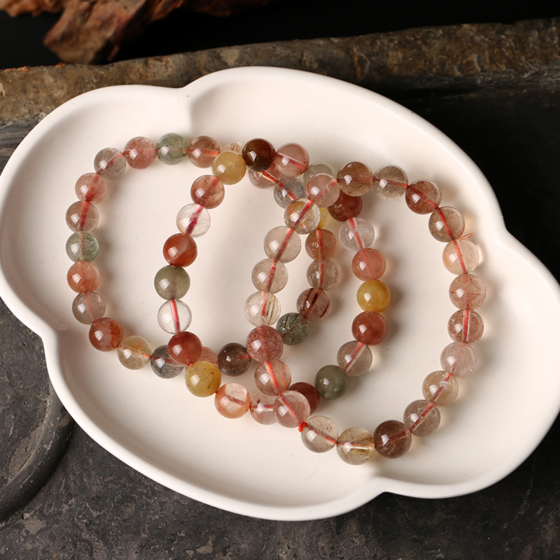 Natural color hair crystal bracelet, natural hair crystal Fu Lu Shou bracelet for men and women, single-loop bracelet, crystal jewelry pic 8