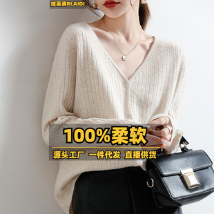 2023早秋宽松V领羊毛针织无袖背心韩版纯色减龄休闲女式马甲上装详情4