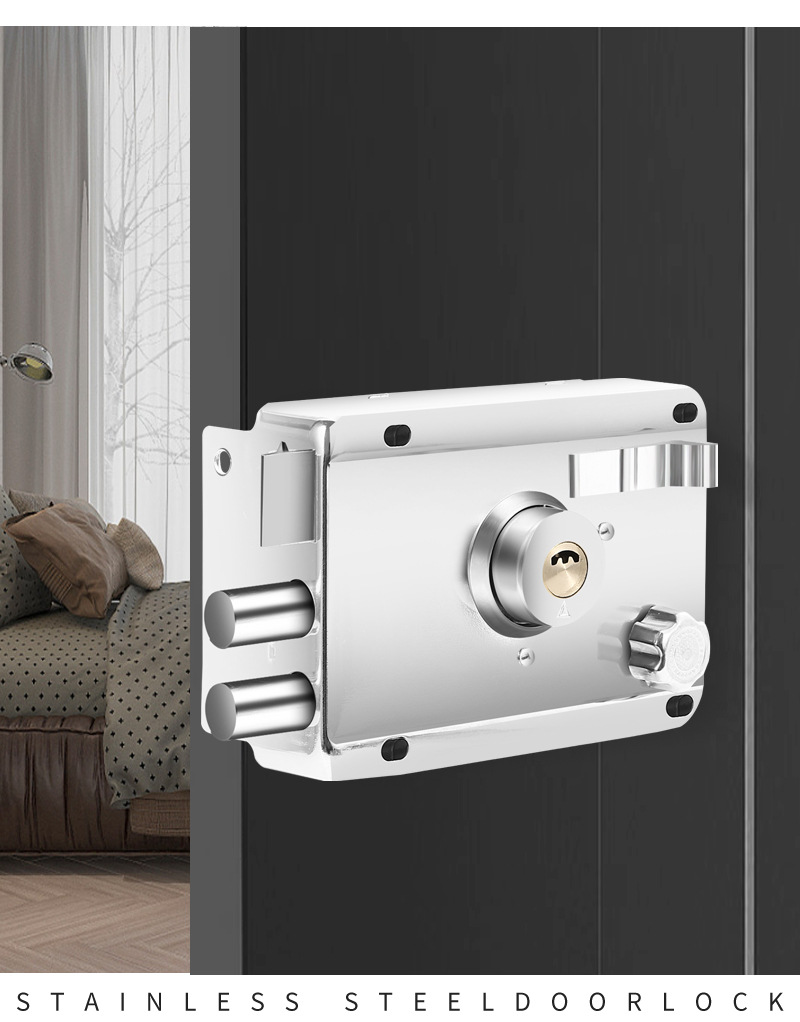 不锈钢外装门锁家用通用型老式防盗大门铁门室内木门宿舍锁具详情15