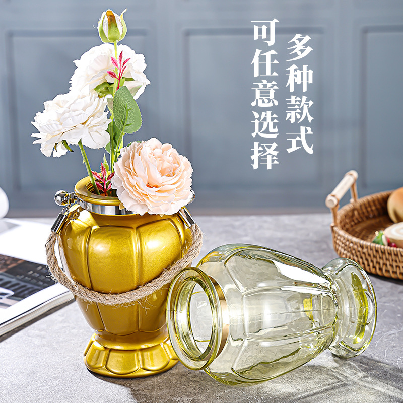 The manufacturer sells modern and simple imitation ceramic glass wide-mouthed fresh dried flower vases and creative living room ornaments pic 5
