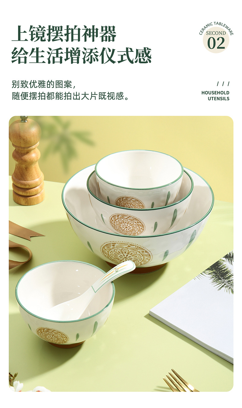 Bowl and plate set: Home creative ceramic, Japanese soup bowl, Nordic simple rice bowl and plate, single-person dining tableware, ins style pic 4