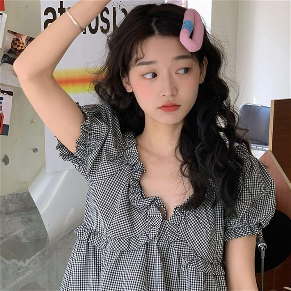 Cream-colored puffy sponge hair clips, cute large bangs clips, BB clips, makeup clips, hair clip edge clips, and teenage hair accessories pic 9