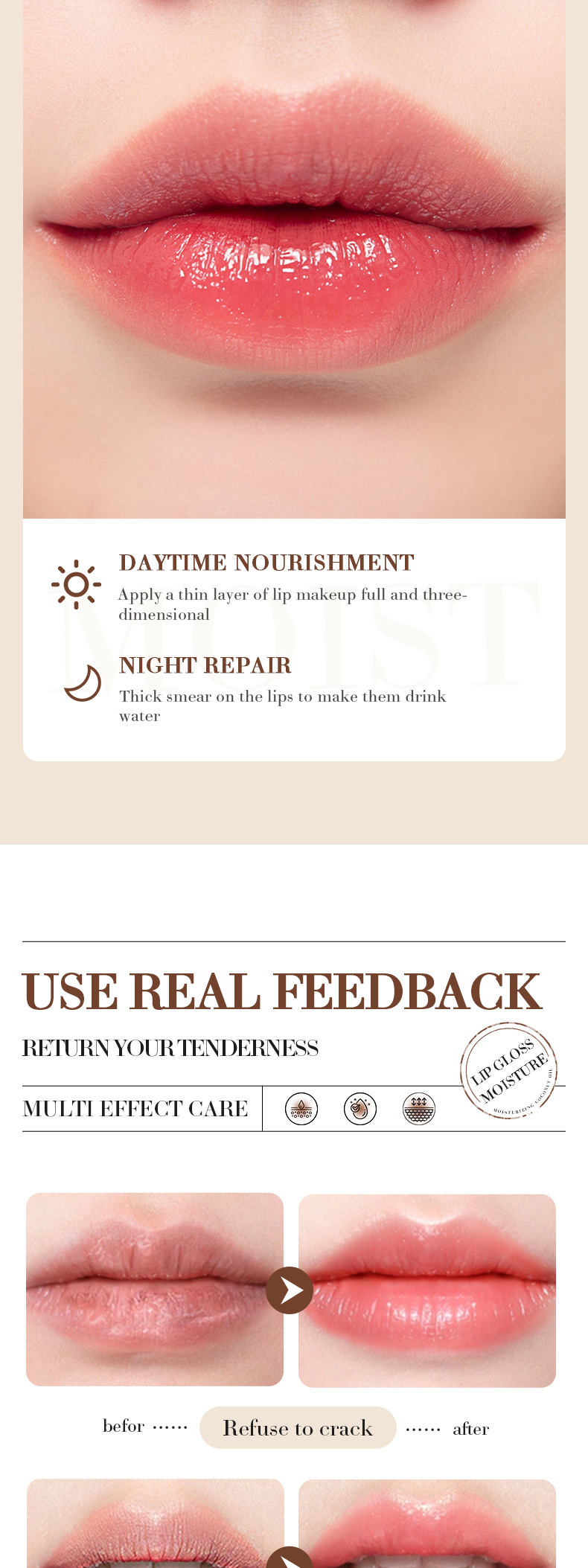 All-english Coconut Lip balm 2.7G Sadoer Hydrating, Moisturizing and Anti-cracking lip balm Cross-border export pic 8