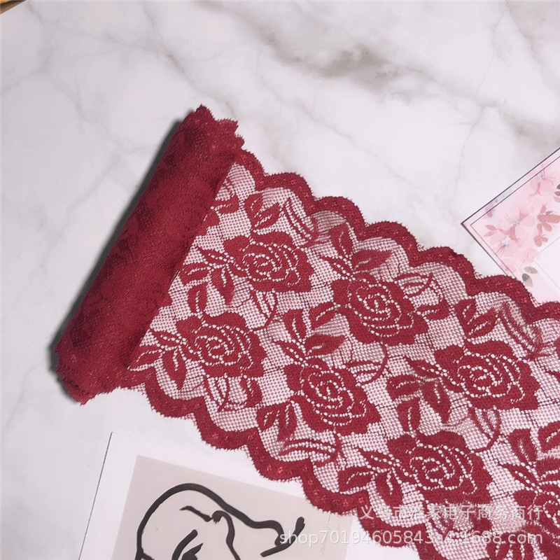 Factory direct sales and immediate supply of elastic lace, nylon 15 cm, spandex lace soft underwear fabric pic 15