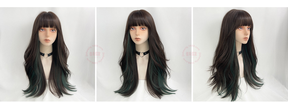 Jiahe wigs feature curly hair, long hair, natural air, bangs, and a trendy vibe. They are colorful ear-hanging, dyed, and highlighted personalized wigs pic 8
