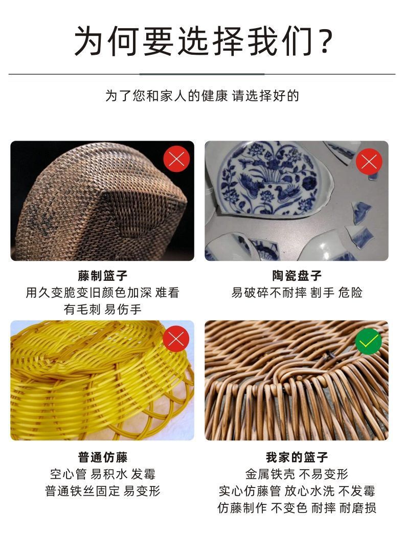 果盘餐盘酒吧小吃碟 干果点心筐仿藤篮 水果篮蔬菜篮收纳篮详情3