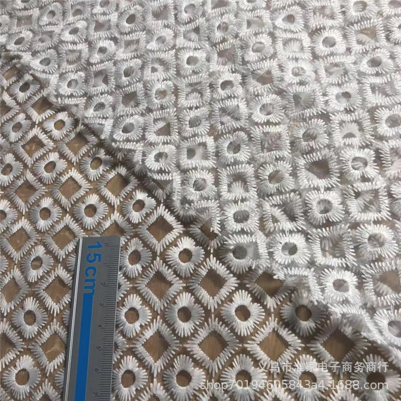 Factory direct sales of extra-dense checkered embroidered fabric, precision organza embroidered dress and garment accessories fabric pic 2