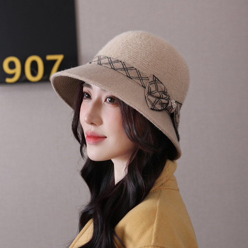 秋冬渔夫帽子女复古可折叠盆帽赫本风优雅保暖针织帽简约文艺礼帽详情12